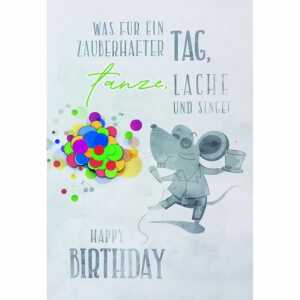 Geburtstagskarte Konfetti Maus