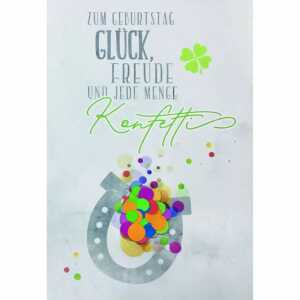 Geburtstagskarte Konfetti Hufeisen