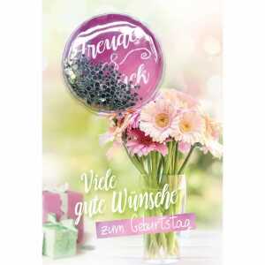 Geburtstagskarte Ballon Blumenstrauß