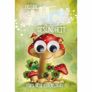 Geburtstagskarte Fliegenpilz Kulleraugen