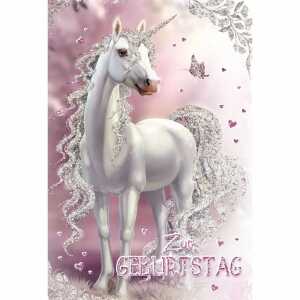 Geburtstagskarte Kinder Einhorn mit Glittereffekt