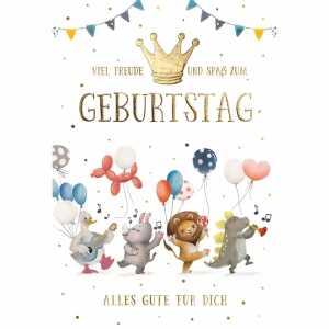 Geburtstagskarte Kinder Musik Tiere