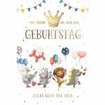 Geburtstagskarte Kinder Musik Tiere