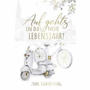 Geburtstagskarte black Fahrrad und Roller