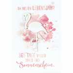 Geburtstagskarte Flamingo mit Strasssteinchen