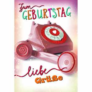 Geburtstagskarte Telefon mit Glittereffekt