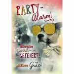 Geburtstagskarte Party Hund mit Glittereffekt