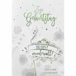 Geburtstagskarte Herz und Blumen mit Glitzersteinen