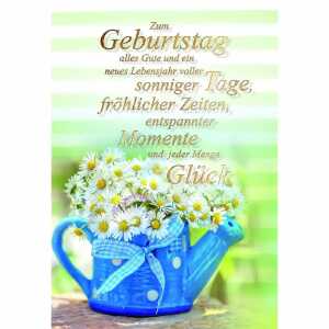 Geburtstagskarte Kanne mit Blumen