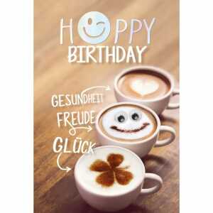 Geburtstagskarte Kaffee mit Kulleraugen