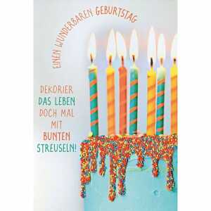 Geburtstagskarte Torte mit Kerzen