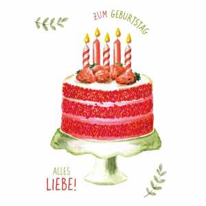 Geburtstagskarte Torte Erdbeeren