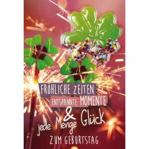 Geburtstagskarte Ballon Kleeblätter