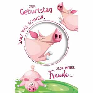 Geburtstagskarte Schweine mit Innendruck