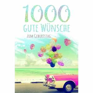 Geburtstagskarte Auto mit Ballons Glittereffekt