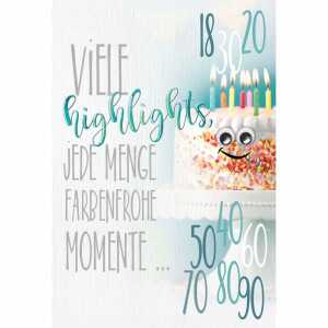 Geburtstagskarte Torte mit Kulleraugen