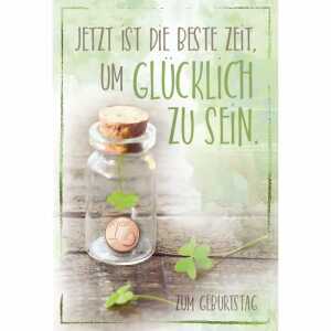 Geburtstagskarte Glas mit Klee