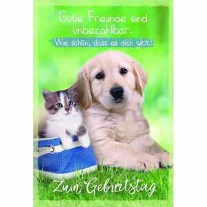Geburtstagskarte Hund und Katze