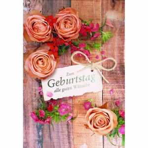 Geburtstagskarte Holz Rosen 4016723850736
