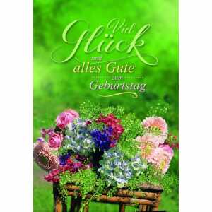 Geburtstagskarte Blumen Holztisch