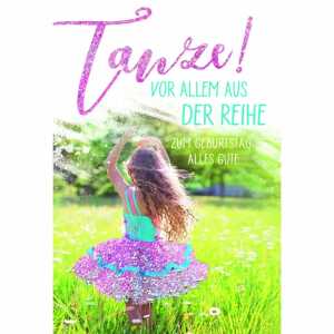 Geburtstagskarte Mädchen mit Glittereffekt