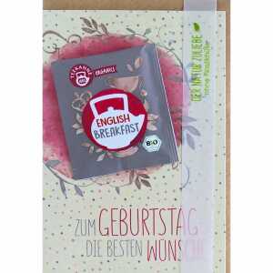 Geburtstagskarte mit Tee English Breakfast