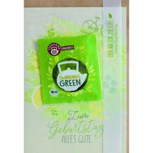 Geburtstagskarte mit Tee swinging green 4016723852501