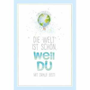 Geburtstagskarte Welt Heißluftballon