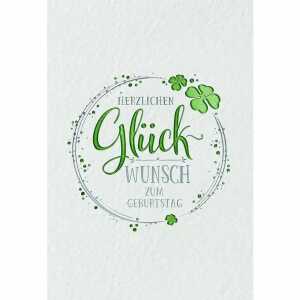 Geburtstagskarte Kreis mit Kleeblättern