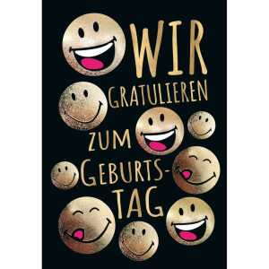 Geburtstagskarte Smileys Gold 4016723854321