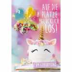 Geburtstagskarte Ballon Einhorn Torte