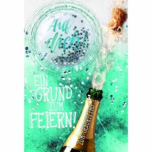 Geburtstagskarte Ballon Sektflasche