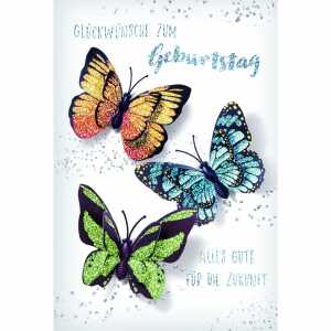 Geburtstagskarte Schmetterlinge 4016723855557