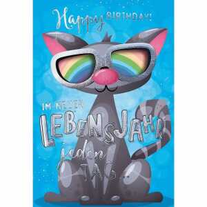Geburtstagskarte Katze grau mit Innendruck