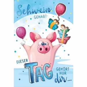 Geburtstagskarte Schwein mit Innendruck 4016723855731