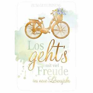 Geburtstagskarte Fahrrad gold 4016723856059