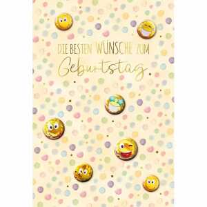Geburtstagskarte Kugeln Smileys