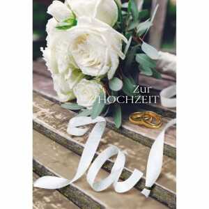 Glückwunschkarte Vermählung Rosen, Glittereffekt