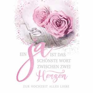 Glückwunschkarte Hochzeit A4 Rosen Herz