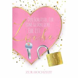 Glückwunschkarte Hochzeit Liebesschloss