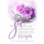 Glückwunschkarte Hochzeit Rosen Herz, Glittereffekt