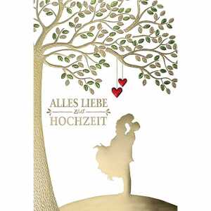 Glückwunschkarte Vermählung Baum Gold