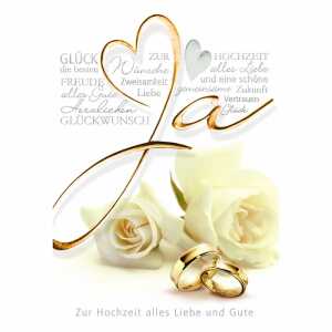 Glückwunschkarte Hochzeit Rosen und Ringe
