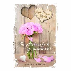 Glückwunschkarte Hochzeit Rosen rosa
