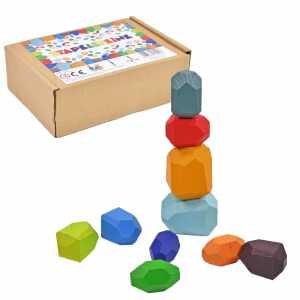 Stapelsteine aus Holz 10teilig in Box Holzbausteine 16 x 10,5 x 5 cm,