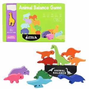 Dinosaurier Balance-Spiel 10teilig aus Holz, mit 10 bunten Dinofiguren