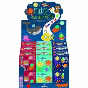 Sticker von der Rolle versch Motive, sort in 3 verschiedenen Boxen