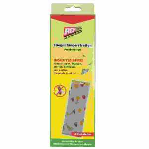 Fliegenfängerstreifen Fruchtdesign 4er, Insektizidefrei,, REINEX