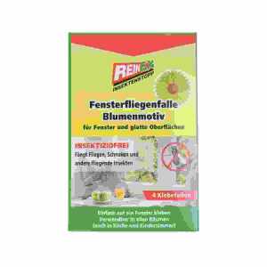 Fensterfliegenfalle Blumenmotiv 4er, Insektizidefrei,