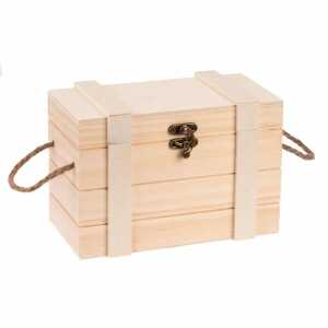 Schatztruhe mit Griffen 21x11x11,5cm FSC-MIX, mit Verschluß, aus Holz